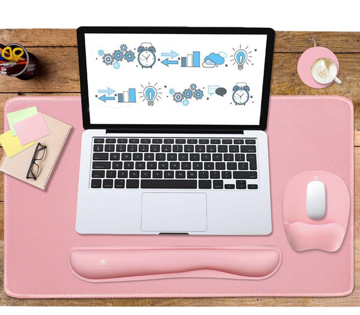 Keyboard Wrist Rest Large Mouse Pad Wrist Support for Computer, 4 in 1 Memory Foam Keyboard Pad