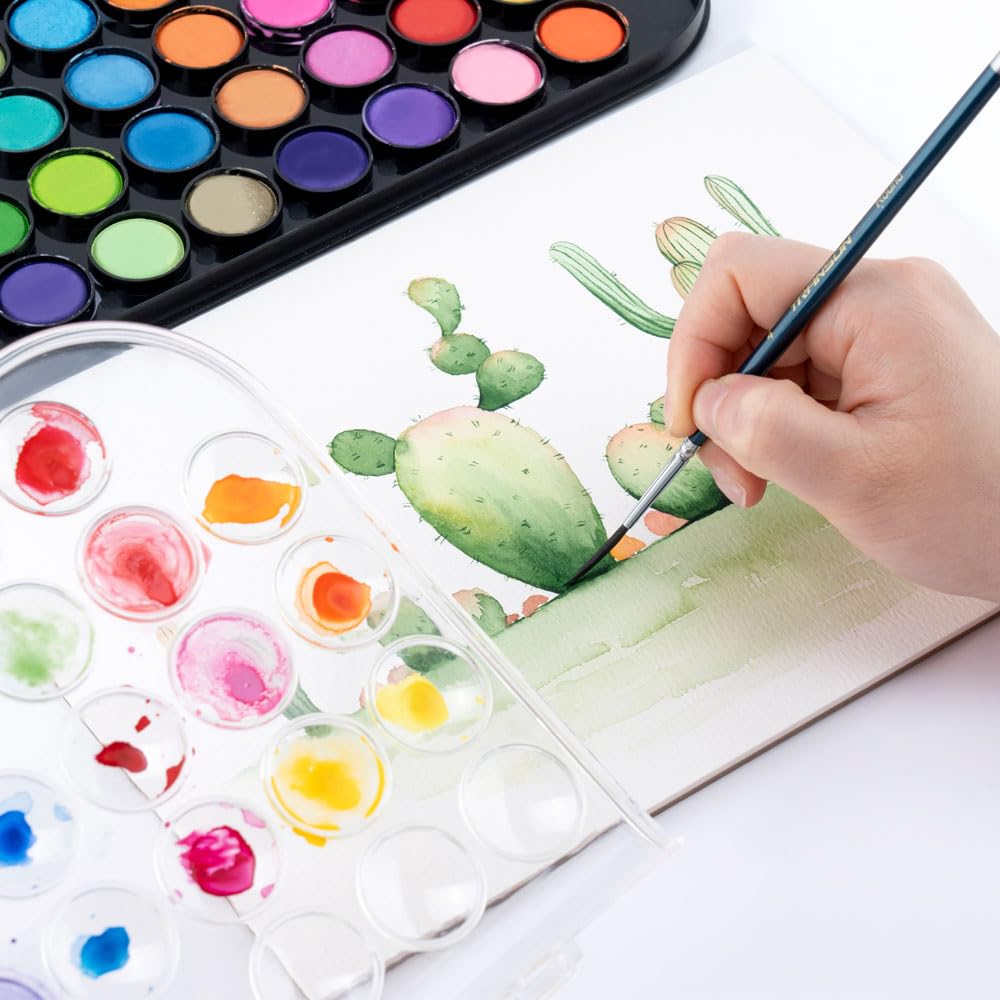 Transon 10pcs Natural Watercolor Paint Brush Set Professional for Watercolor Acrylic Ink Gouache