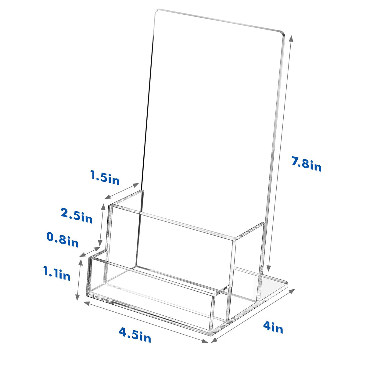 BEYGORM Acrylic Brochure Holder 4 inches with Business Card Holder