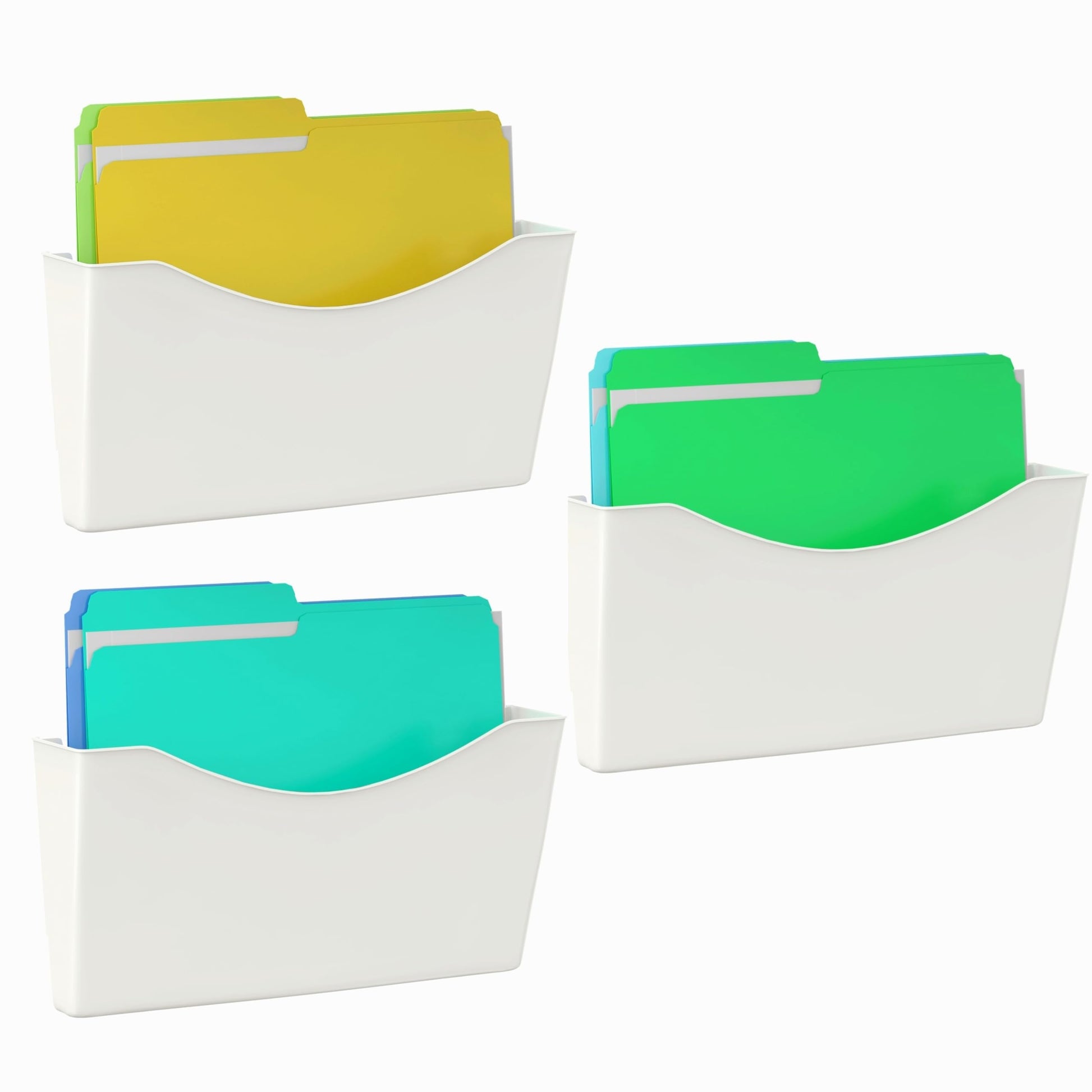 Kuntine.B 3 Pack White Single Pocket File Holder Hanging Wall Organizer, Wall Mount Mails Magazines