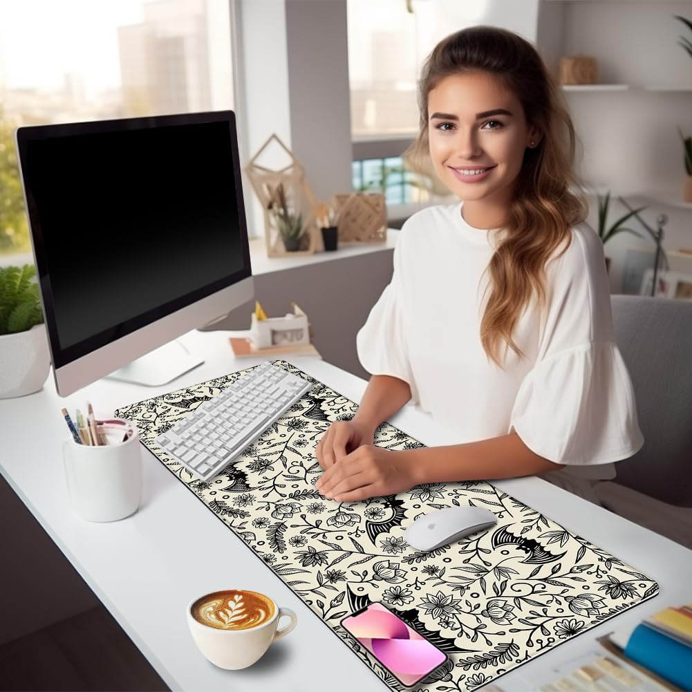 LIMKRIAN Bat Mouse Pad, Large Gaming Desk Mat, 31.5 x 11.8 in Gothic Decor