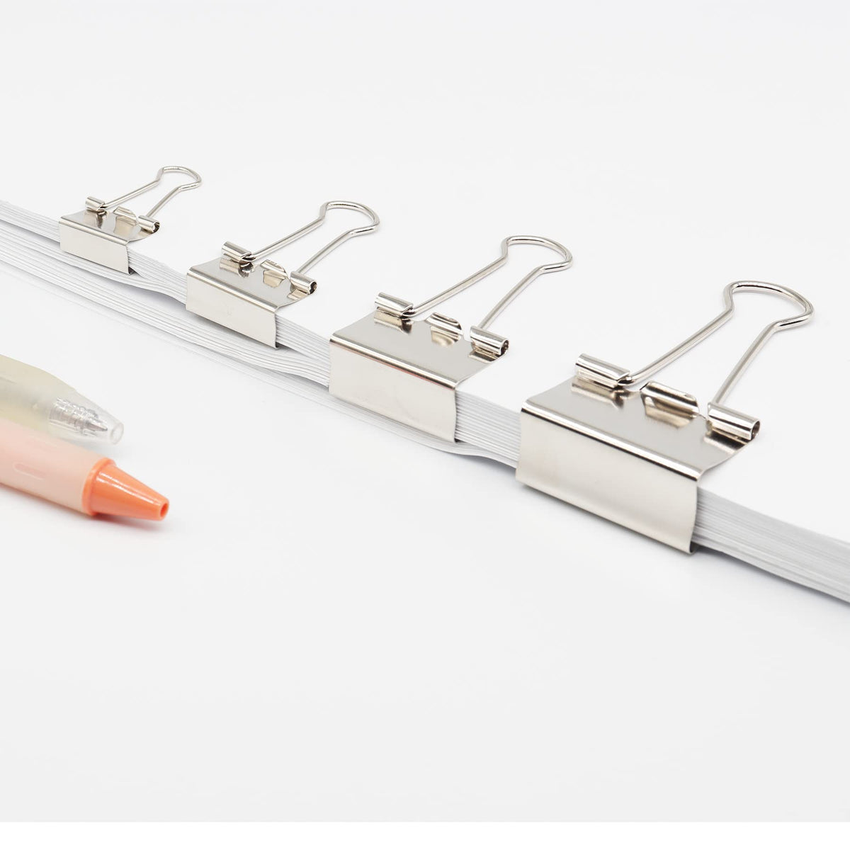Binder Clip Paper Clamps, Assorted Sizes (Mini, Small, Medium, Large), 100 Pcs Clips for Office