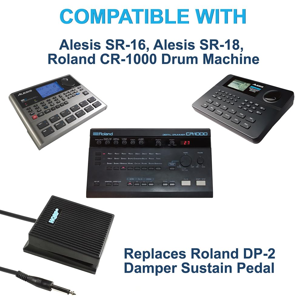 HQRP Foot Switch Compatible with Alesis SR-16 SR-18 Roland CR-1000 Drum Machine DP-2 Damper Sustain