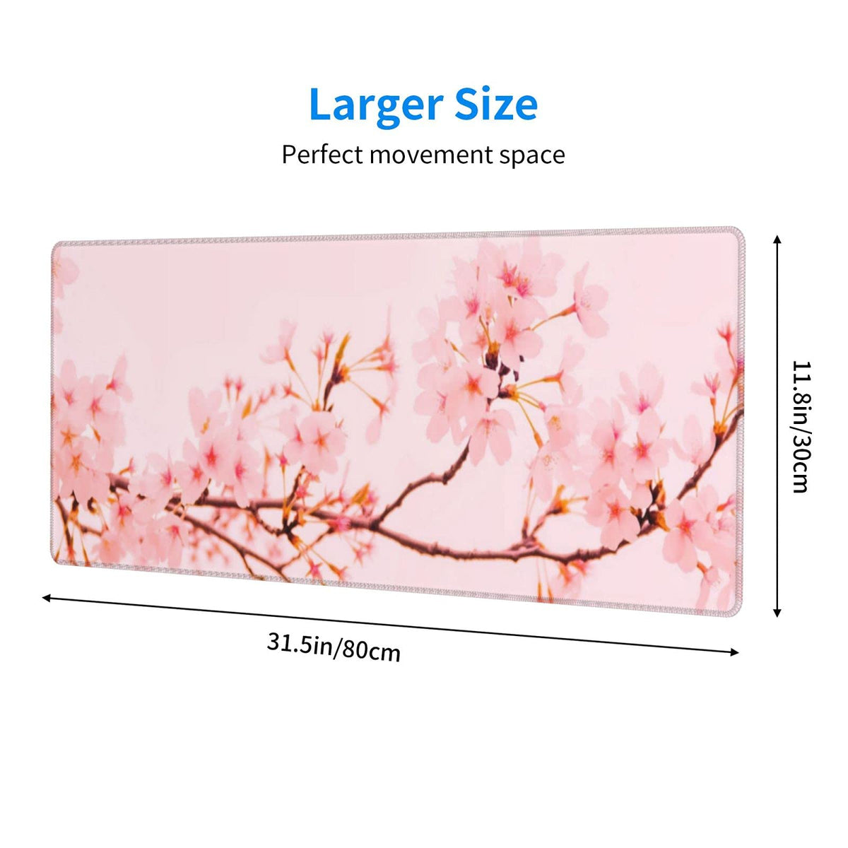 CAIJIZHO Sakura Cherry Blossom Gaming Mouse Pad XXL Large Office Desk Mat Non-Slip Waterproof Long