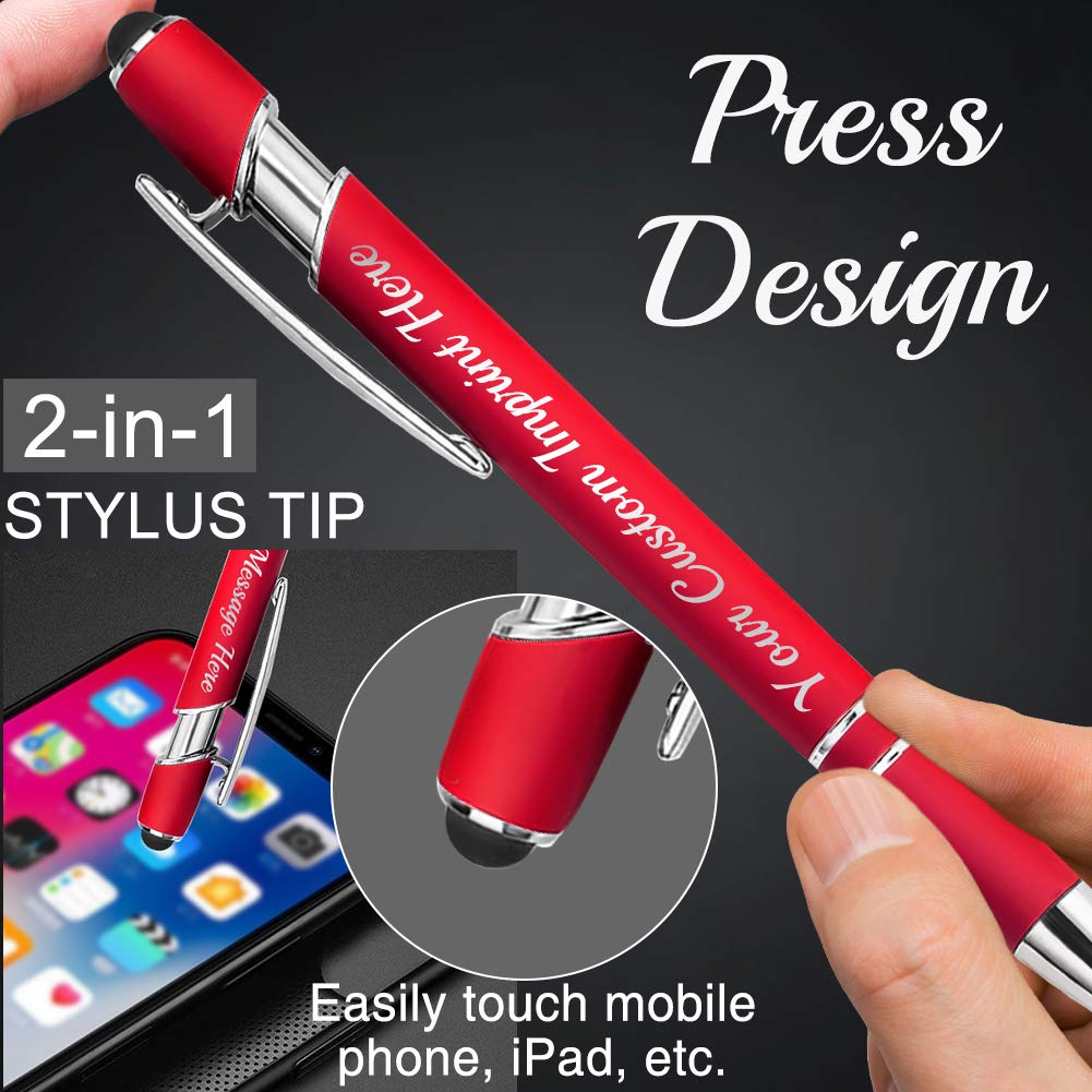 GIFTSDIY Personalized Pens with Stylus,Custom Engraving Ballpoint Pens,Imprinted with Your Logo or