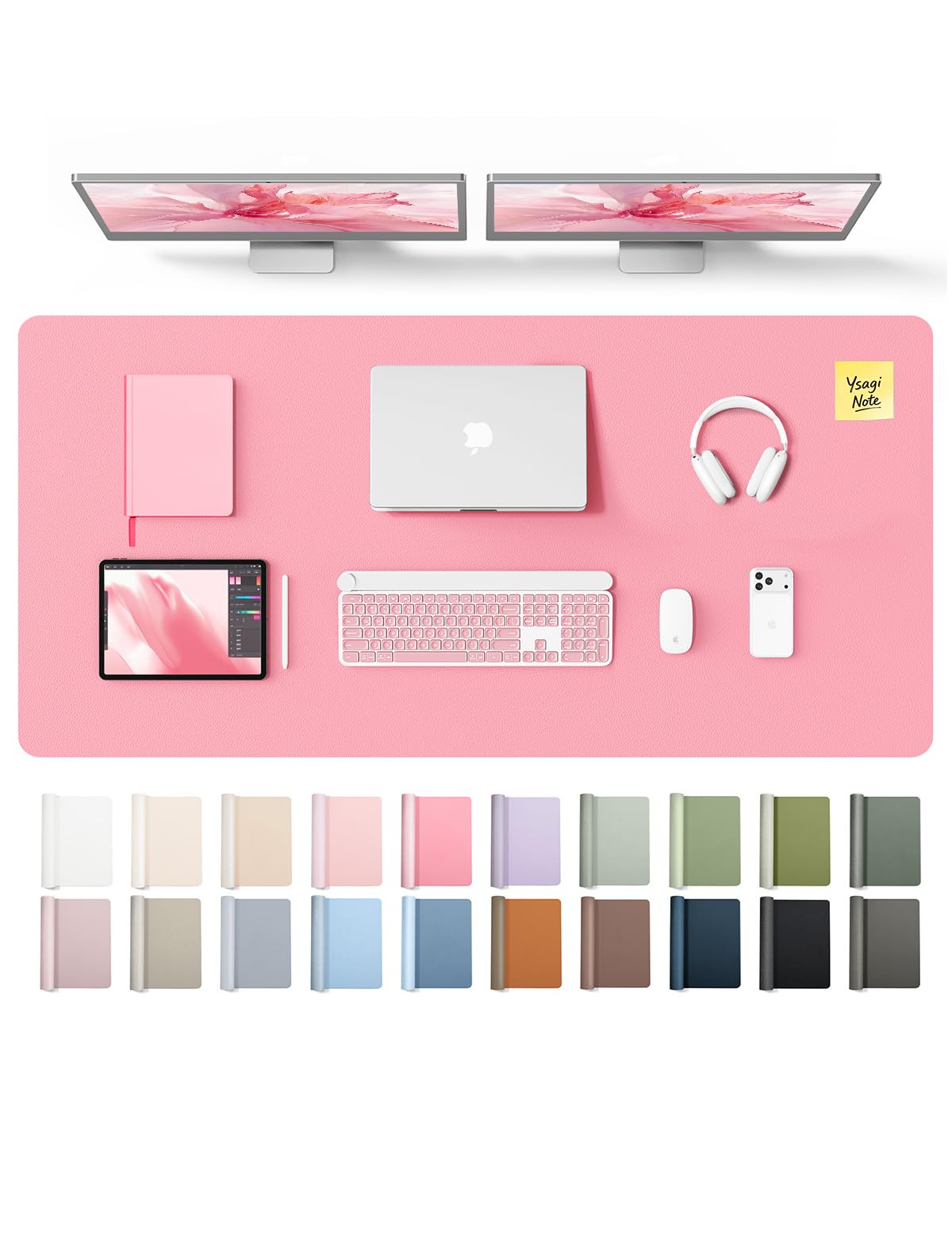 YSAGi Leather Desk Pad Protector, Office Desk Mat, Large Mouse Pad, Non-Slip PU Leather Desk