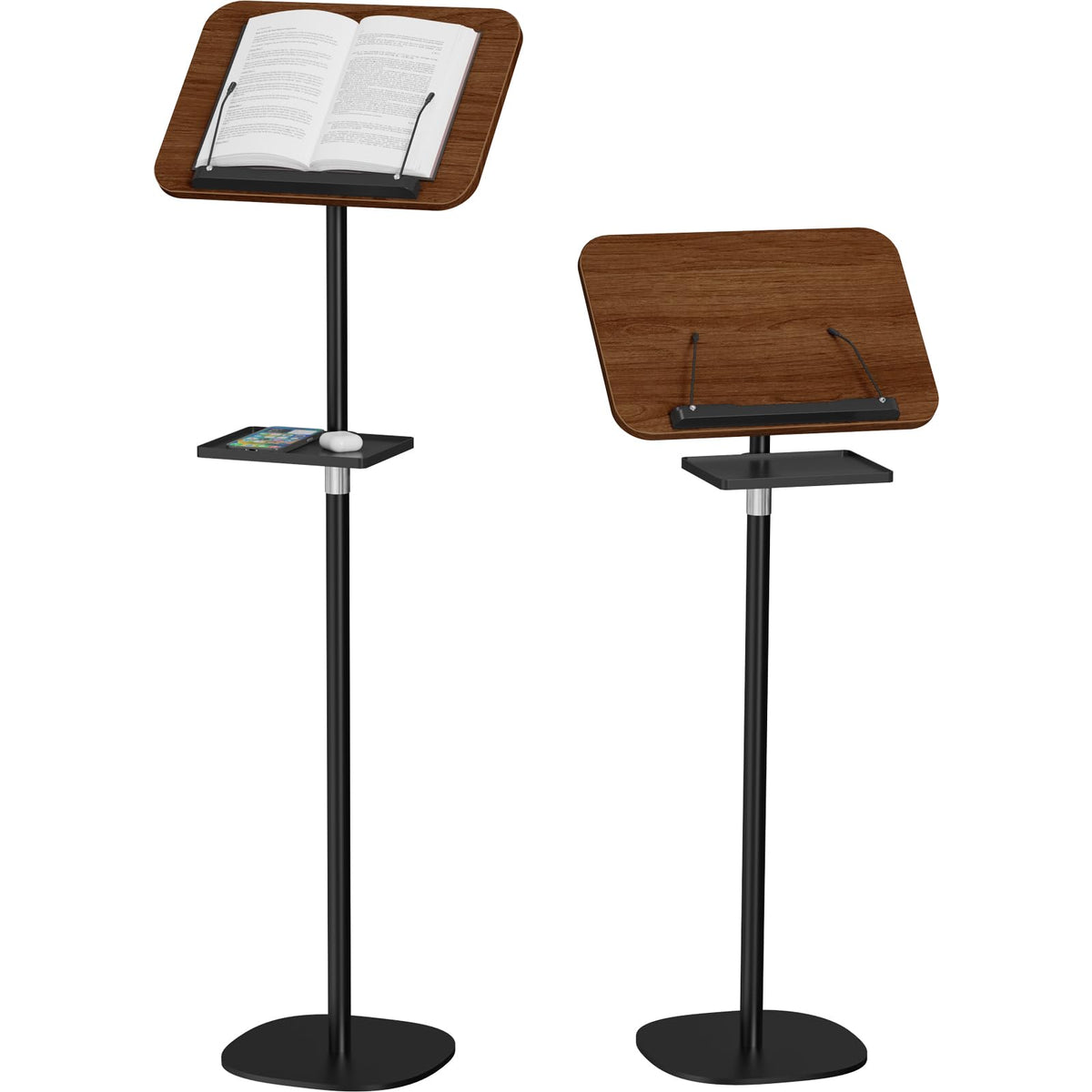 Snughome Floor Book Stand with Removable Tray, Wood Standing Book Stand for Reading, Height