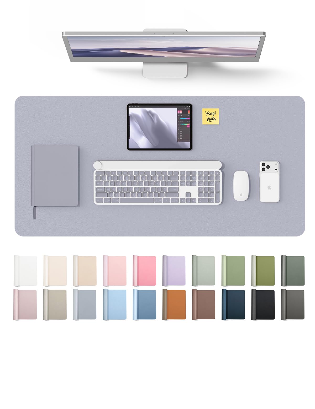YSAGi Leather Desk Pad Protector, Office Desk Mat, Large Mouse Pad, Non-Slip PU Leather Desk