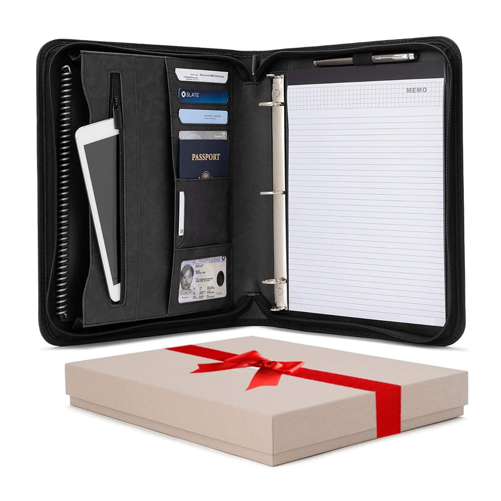 Forevermore Portfolio Binder, 1" Removable 3-Ring, Vegan Leather, Black