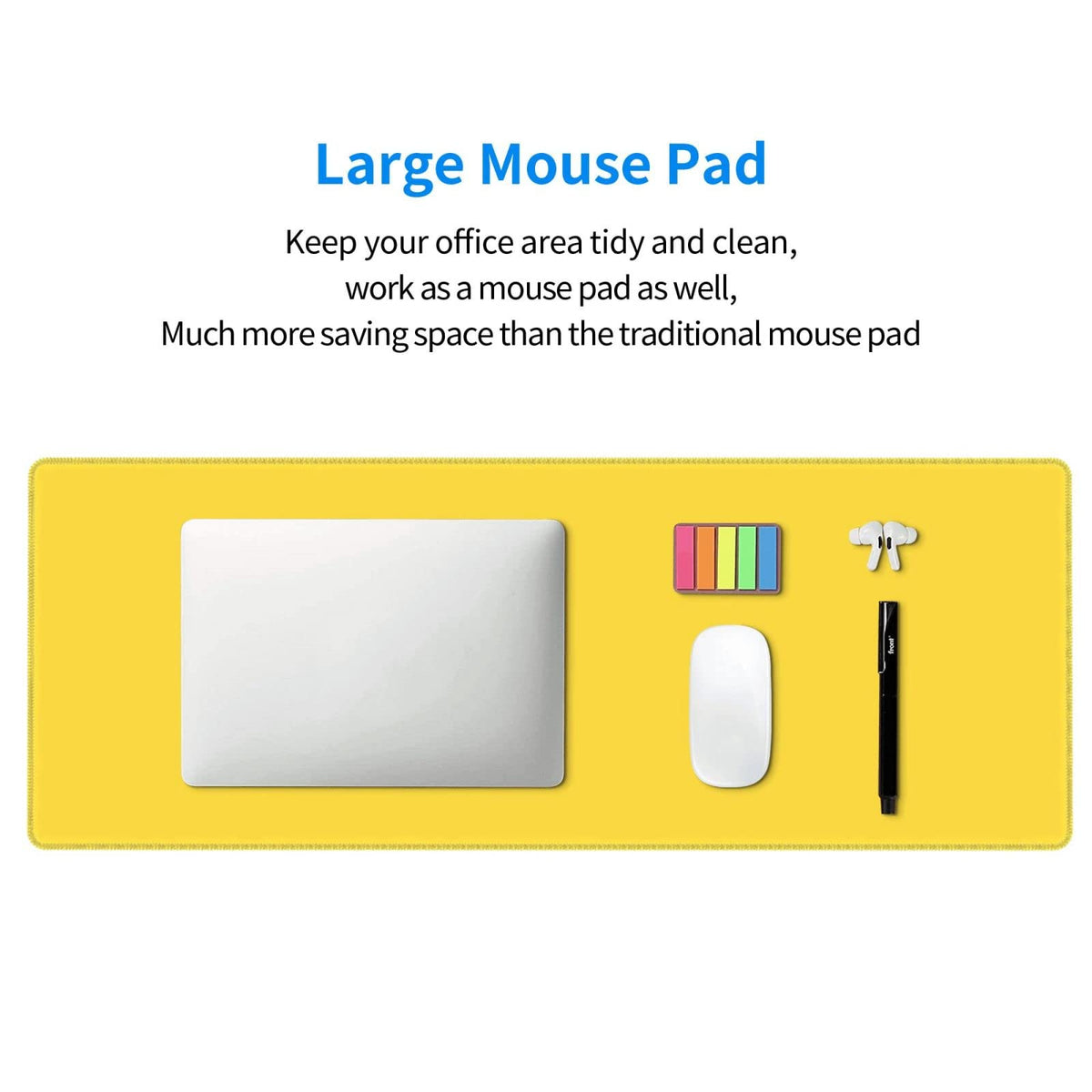 Yellow Mouse Pad Extended Large Gaming Mousepad XL Big Long Oversized Desk Mat Stitched Edges 31.5