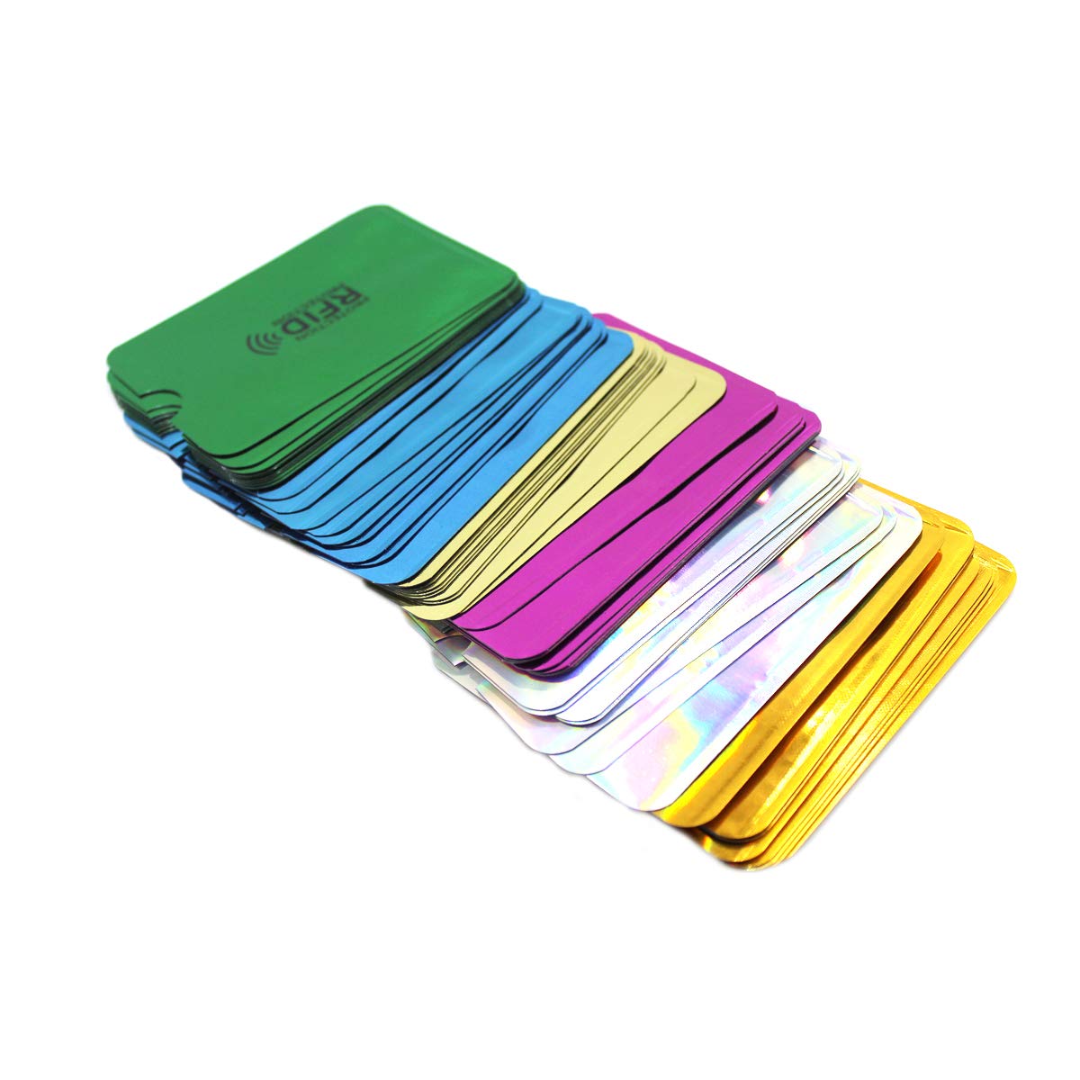 JUMISEE (60 Pack) Holographic RFID Blocking Sleeves, Card Holder Blocking Bank Anti thief Wallet
