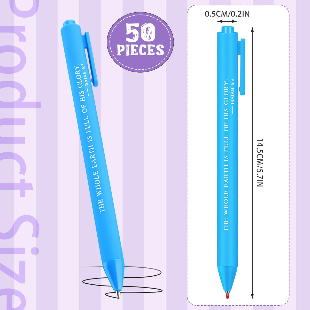 Cholemy 50 Pcs Bible Verse Pens Bulk Christian Pens Black Ink, Bright