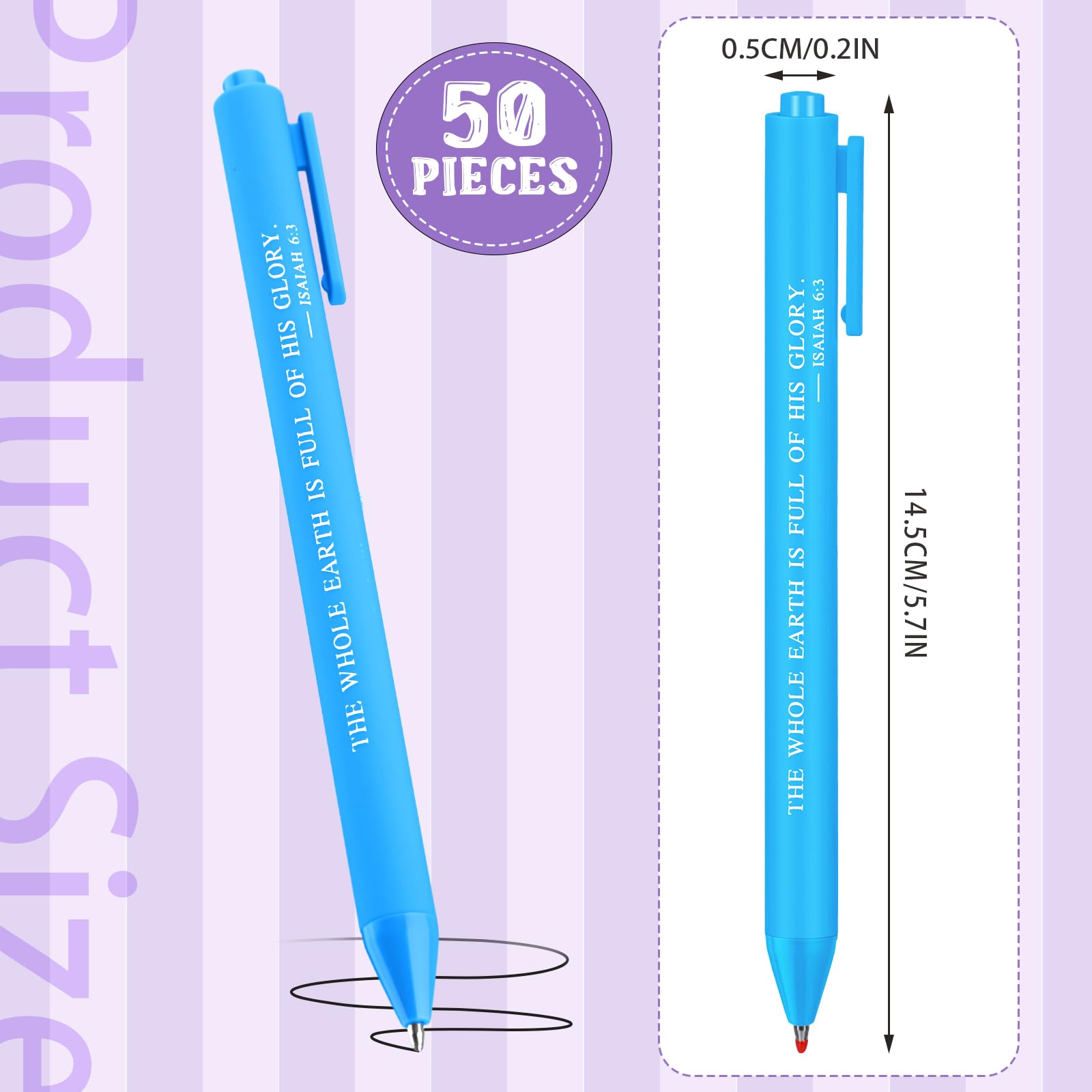 Cholemy 50 Pcs Bible Verse Pens Bulk Christian Pens Black Ink, Bright