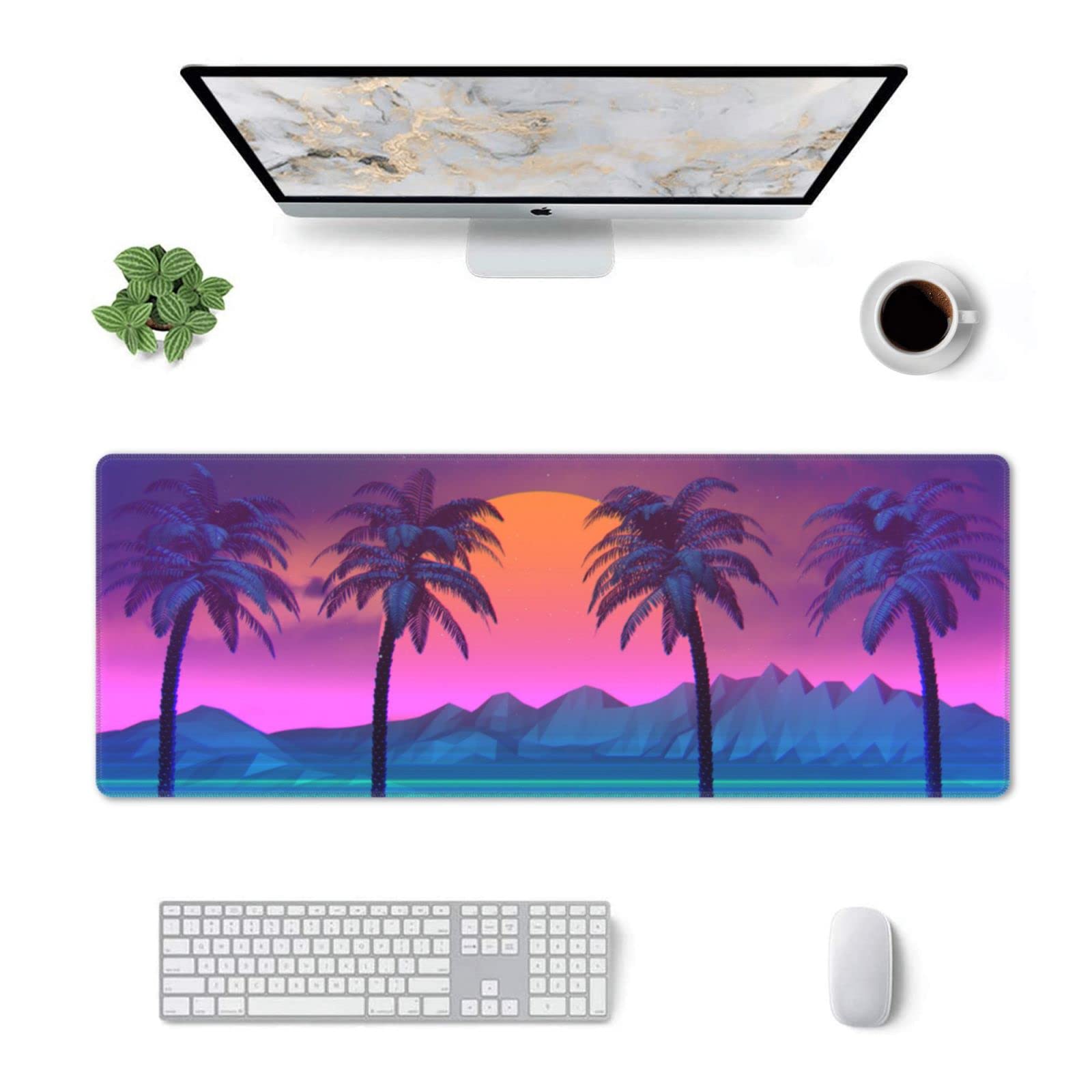 Cool Synthwave and Retrowave Gaming Mouse Pad Large XL Desk Mat Long Extended Pads Big Mousepad for