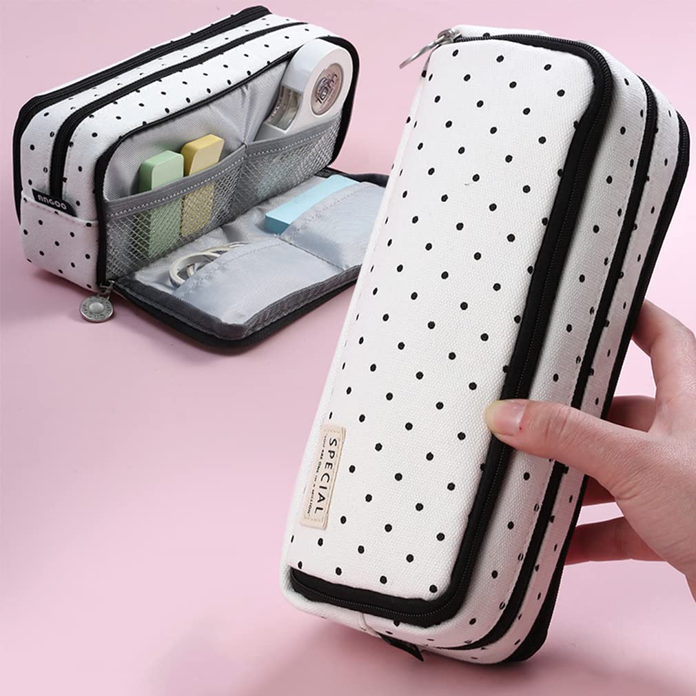 iSuperb Large Pencil Case Big Capacity Pencil Pouch 3 Compartments Pen Bag Canvas Marker Pen Bag