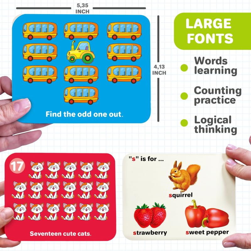 QUOKKA ABC Learning Flash Cards for Toddlers 1-3 Years - 120 Flashcards for Kids 2-4 in a Bag