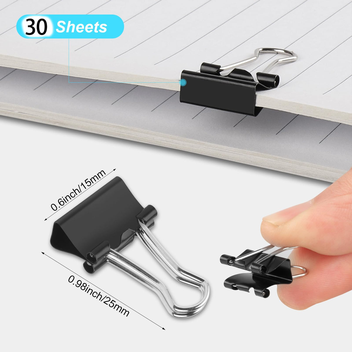 Ufmarine Mini Binder Clips, 144 Pcs Small Binder Clips 15mm, Small Paper Clips for Office Supplies