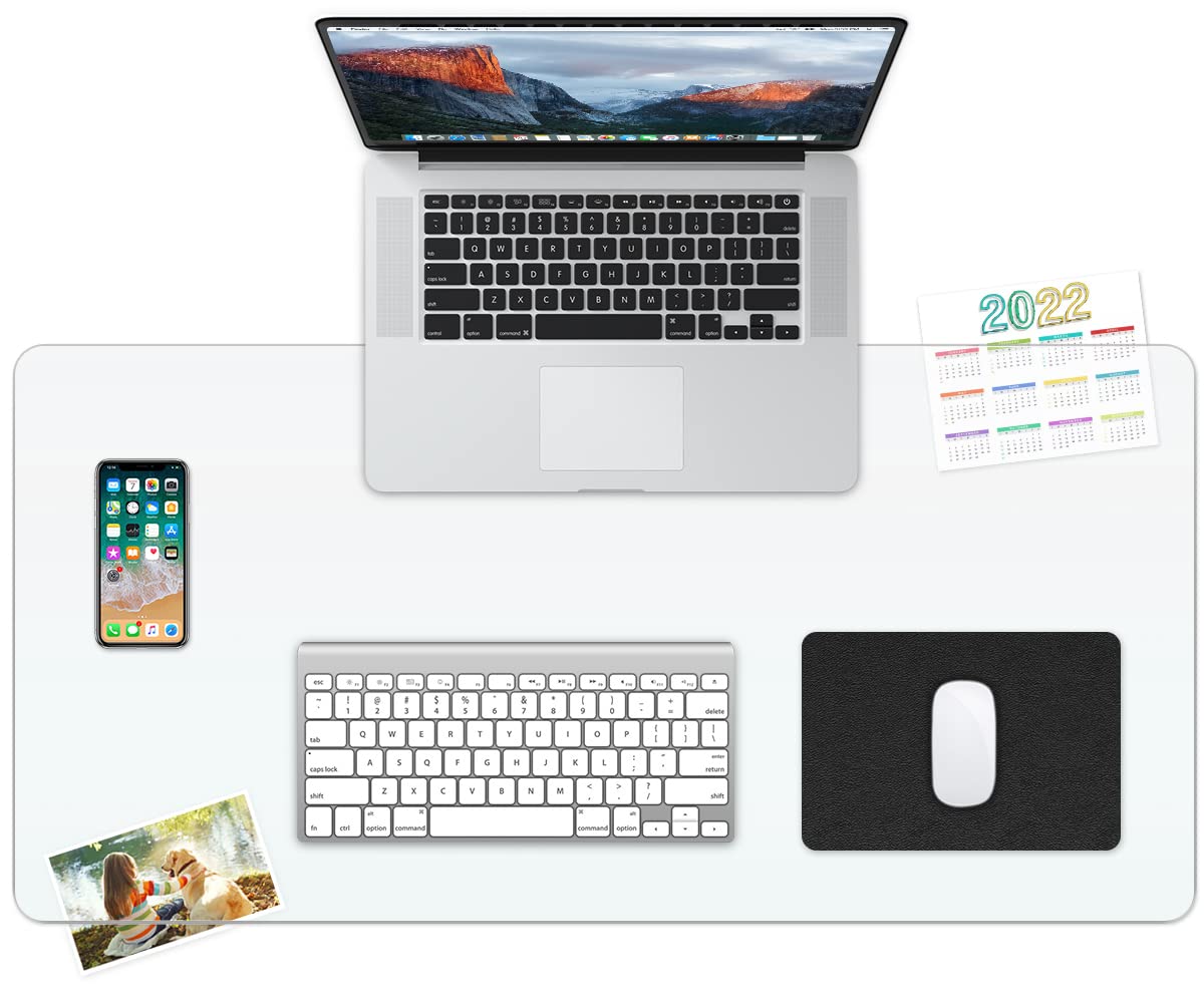 RostiKong Large Clear Desk Protective Blotter Mat for Desktop 24'' x 60'' Waterproof PVC Round Edge