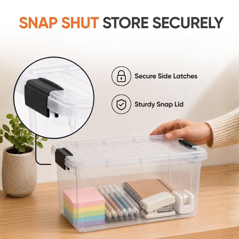 Superio 1.4 Quart Mini Clear Plastic Storage Container with Lid, Stackable Small Organizer Box for