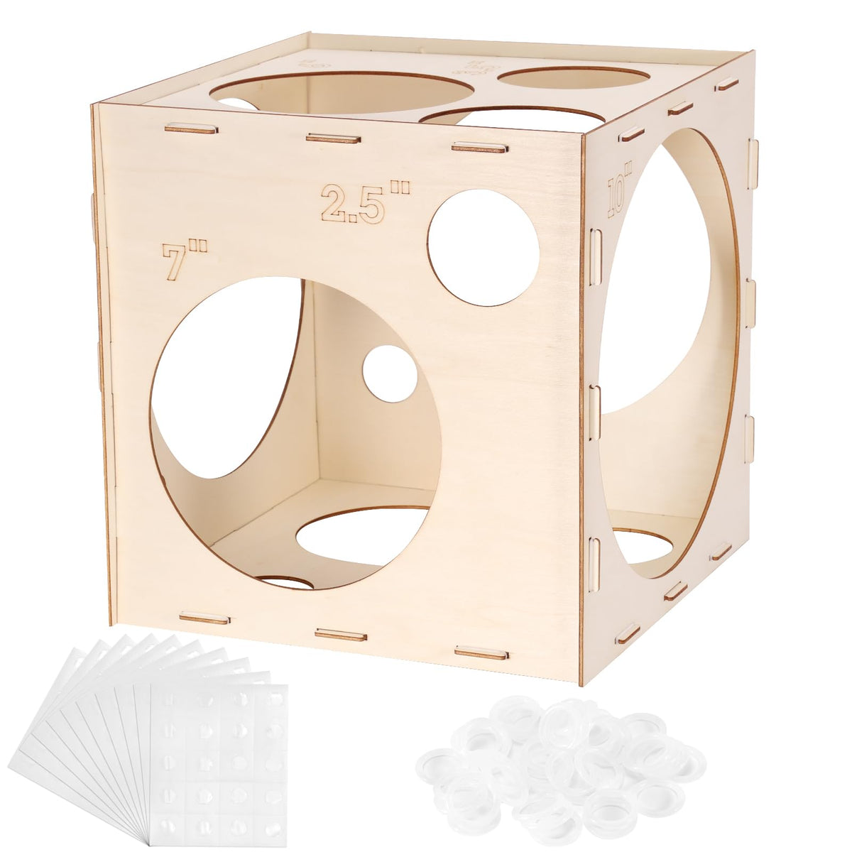 Auihiay 14 Holes Wood Balloon Sizer Box, Balloon Sizer Cube(1-10 Inch)