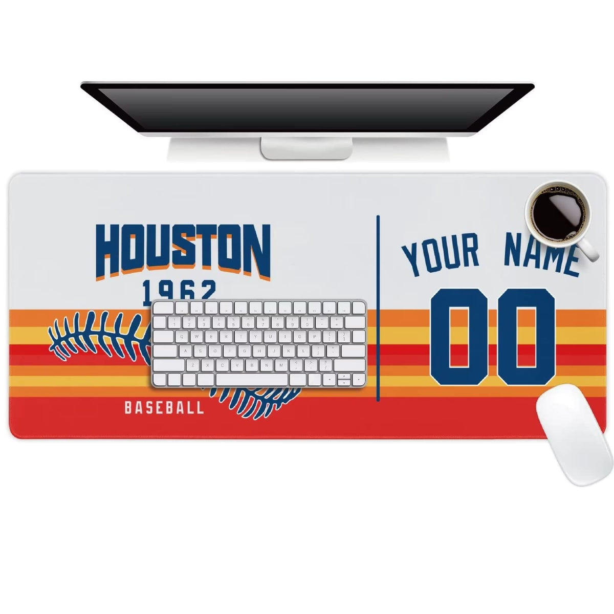 Houston Mouse Pad Custom Any Name and Number Personalized Desk Pad for Men Women Youth Gifts