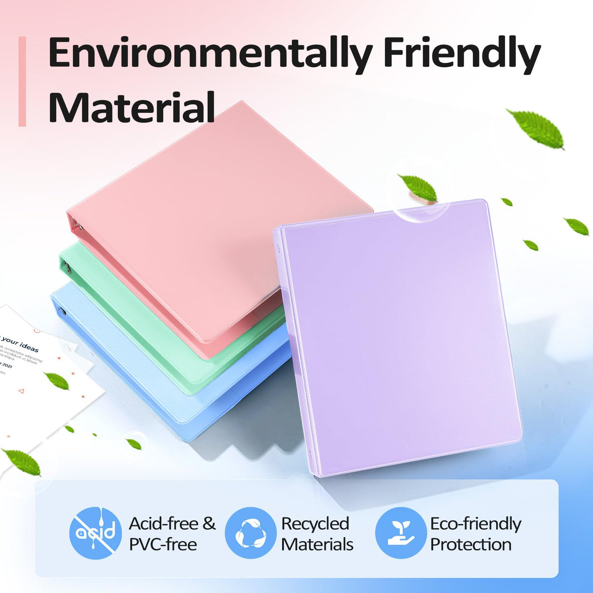 BinderX 3 Ring Binder 2 Inch, 2" Clear View Binder, Pink, Letter / A4 Size