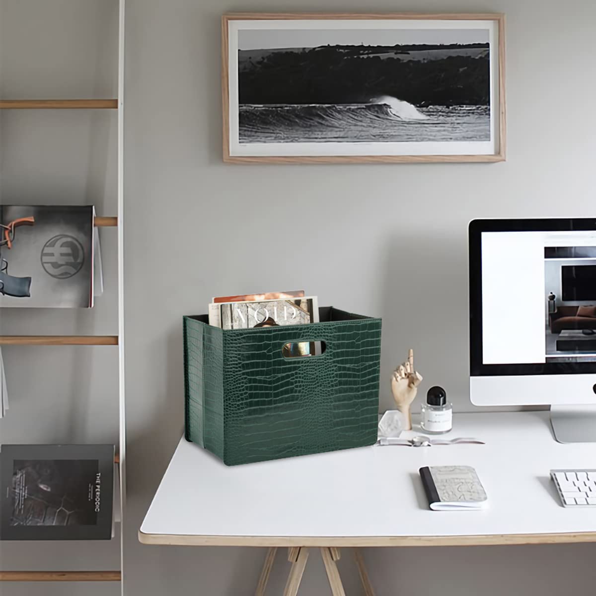 HofferRuffer Magazine Basket Holder, Foldable Magazine Rack, Document File Holder Organizer, File