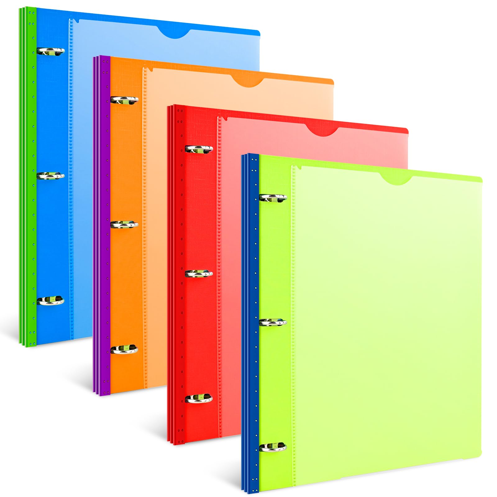 INFUN Telescoping 3 Ring Binder - 4PCS, Flexible Round Binder with Customizable Front Cover and