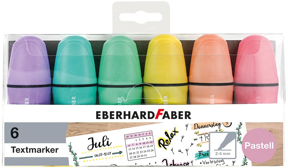 Eberhard Faber Pastel Mini Highlighters - Box, Set of 6