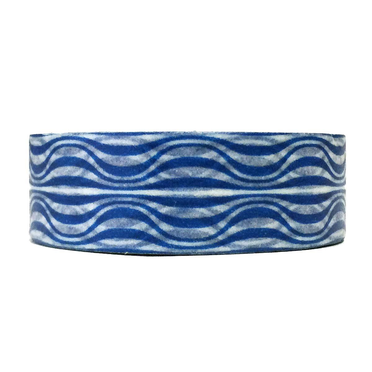 allydrew Decorative Washi Masking Tape, Blue Wavy Lines