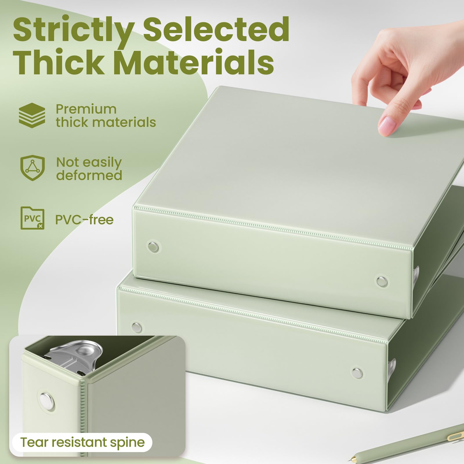 SUNEE 3 Ring Binder 2 Inch 1 Pack, Clear View Binder Three Ring PVC-Free (Fit 8.5x11 Inches) for