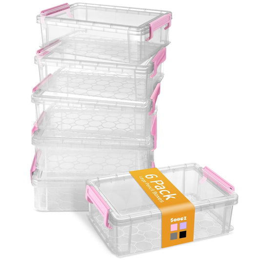 Sooez 6 Pack Extra Large Pencil Box, Plastic Pencil Case Crayon Box
