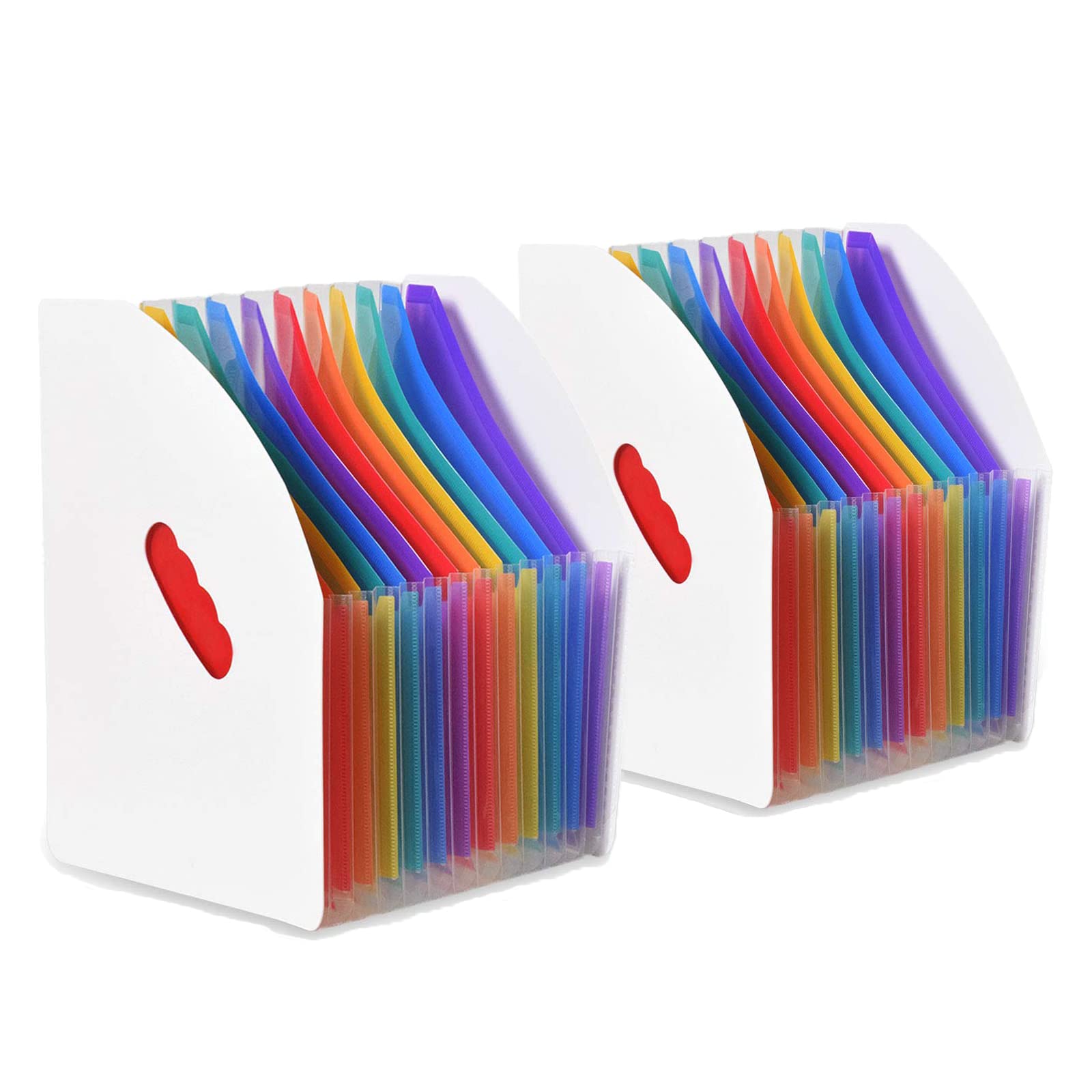 SAYEEC 13 Pockets Vertical Expanding File Folder Plastic Accordion File Organizer Desk Stand