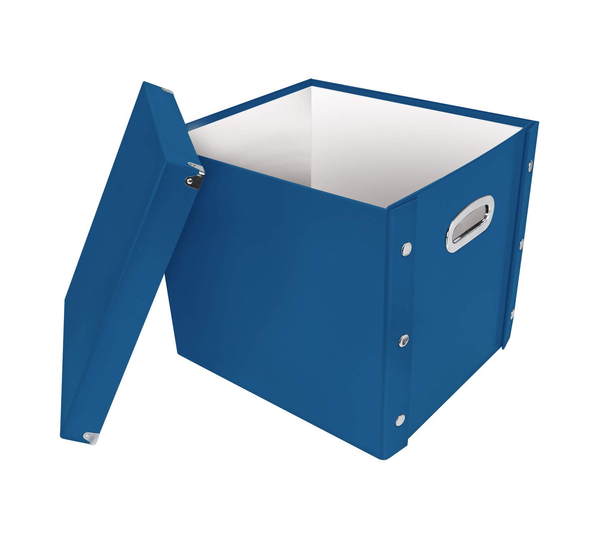 Snap-N-Store 12 In Vinyl Record Box, LP Holder with Lid, Classic Blue