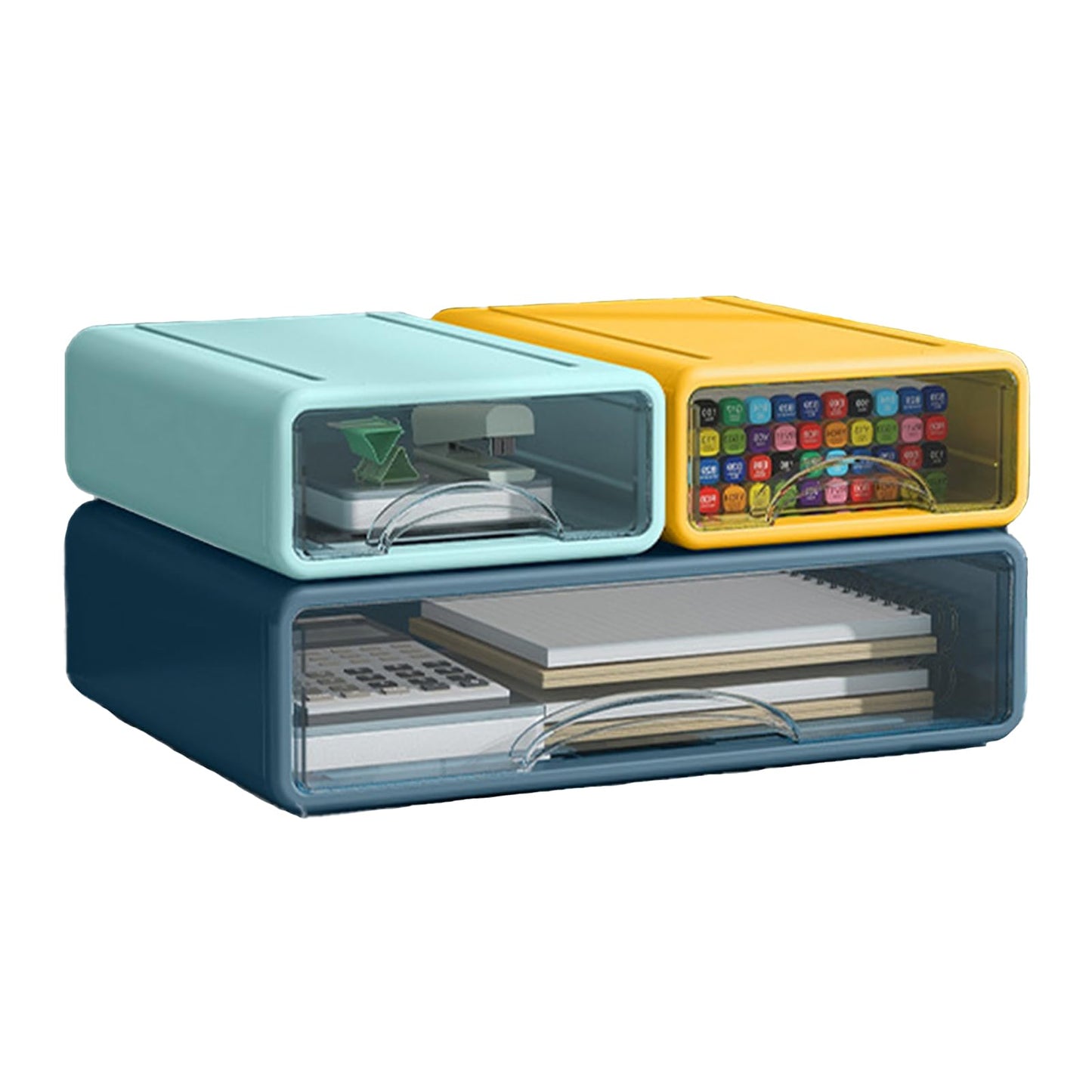 Desk Organizer with Drawers, Stackable Storage Drawers with Compartments Desktop Organization for