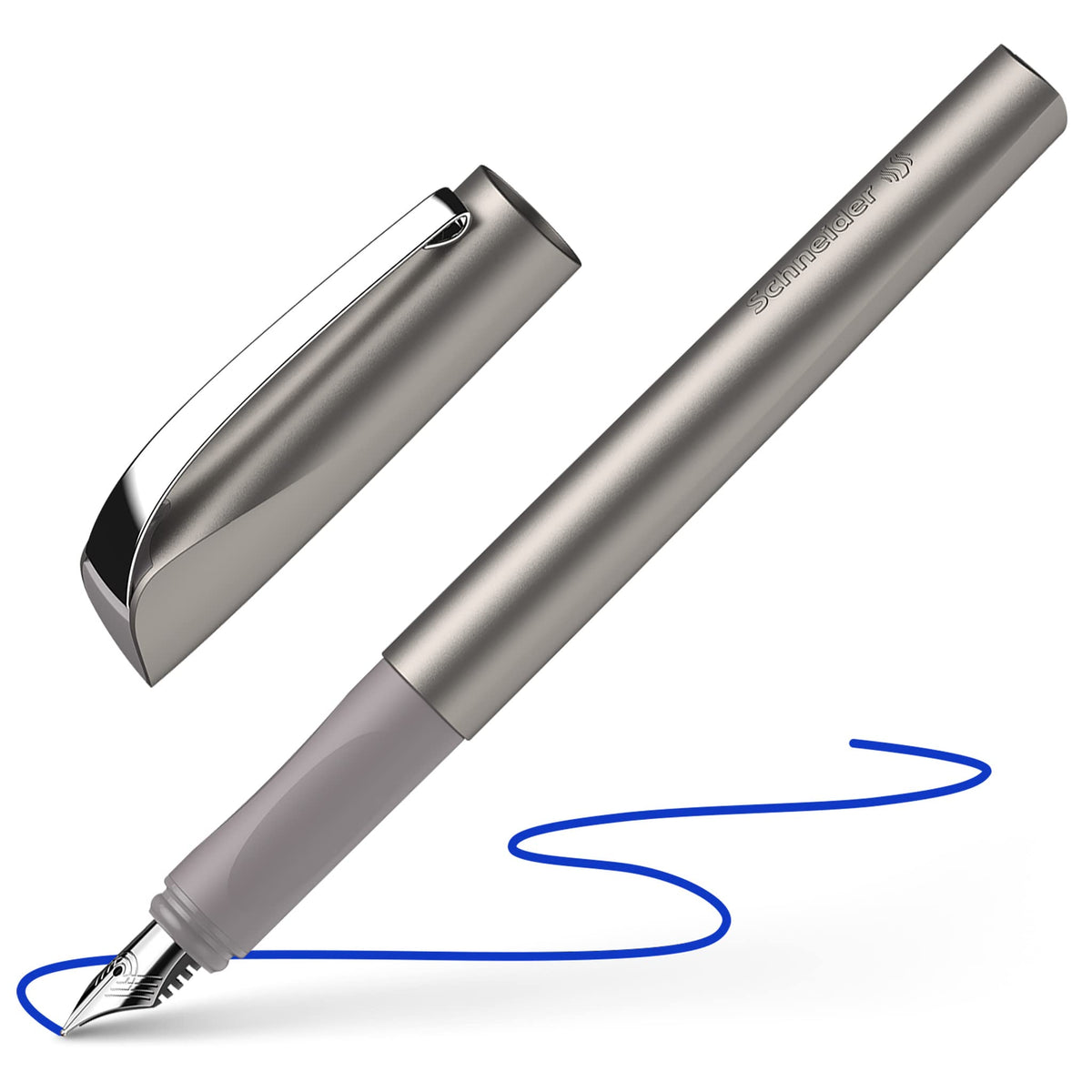 Schneider Ceod Shiny 168621 Fountain Pen (Right and Left-Handed Users, M Nib, Includes Royal Blue