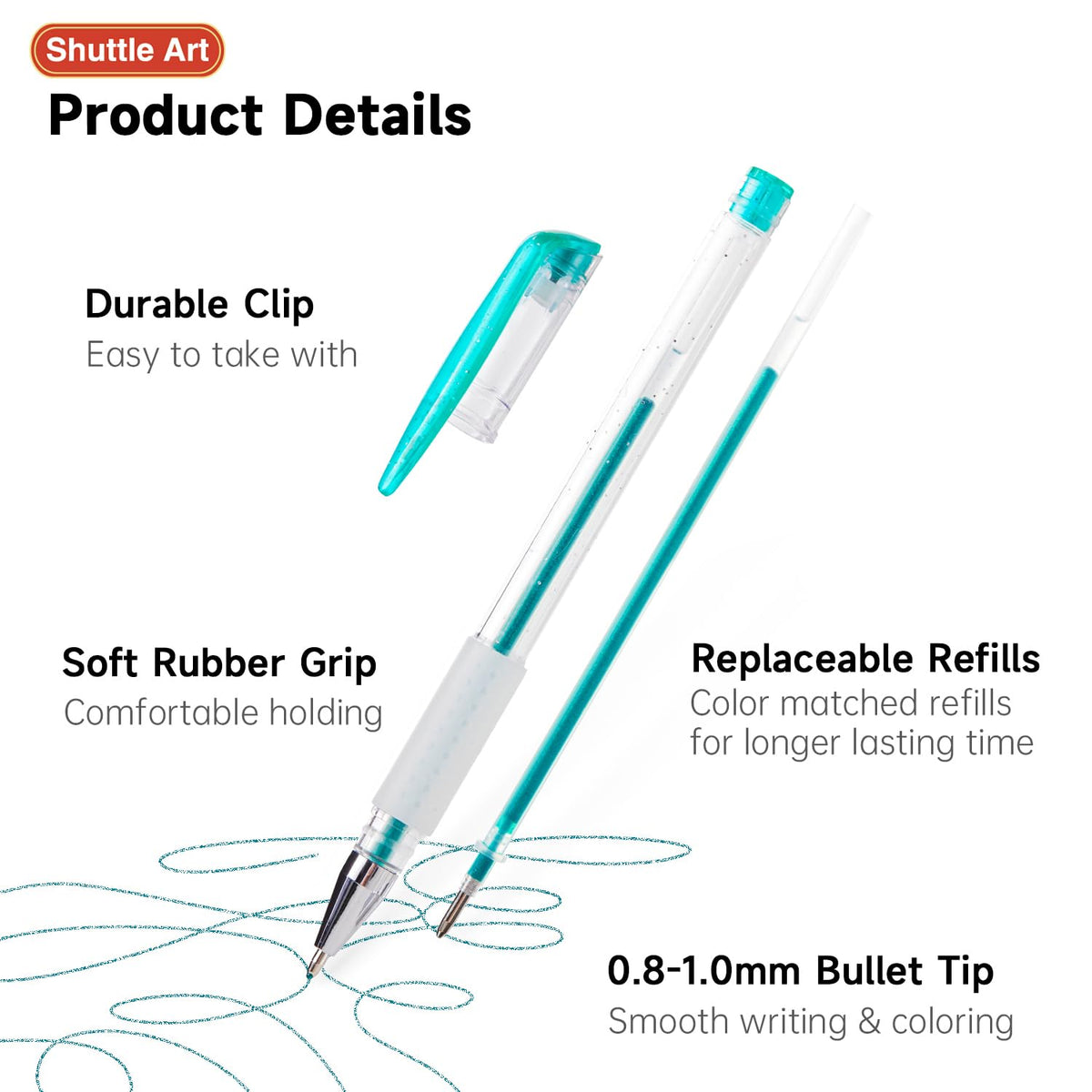 Shuttle Art 160 Pack Glitter Gel Pens, 80 Colors Glitter Gel Pens Set with 80 Refills for Adults
