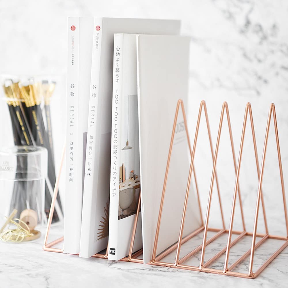 Sooyee 9 Slot Metal Record Holder Storage, Rose Gold