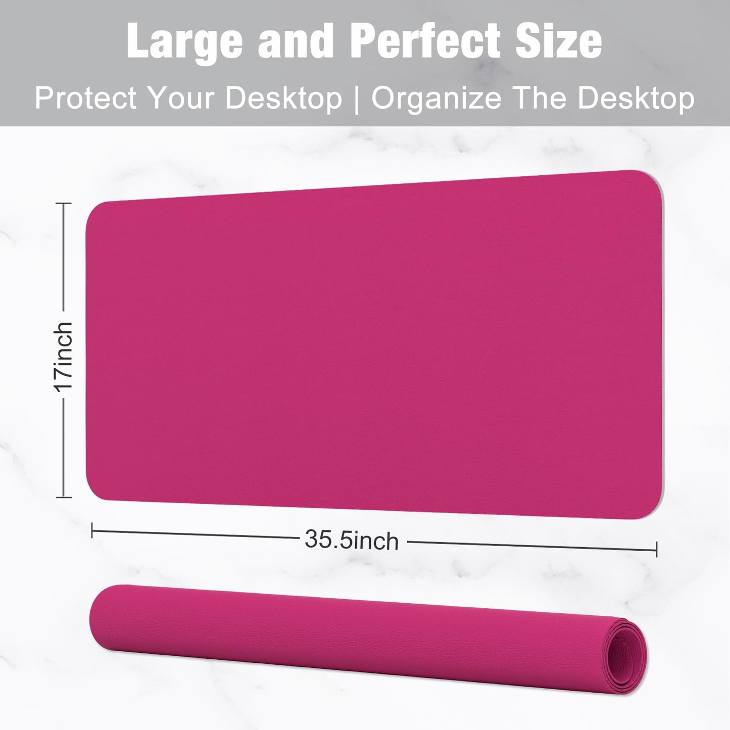 Hsurbtra Desk Pad, 35.5" x 17" PU Leather Desk Mat, XXL Extended Mouse Pad, Waterproof Desktop