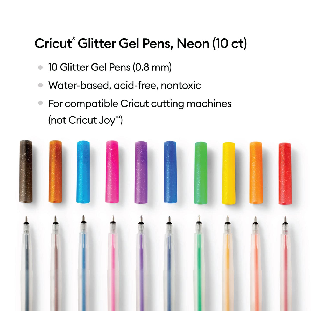 Cricut Glitter Gel Pens (Set of 10), Add Glitter to Cards, Paper, Decor, and More, for Use Maker