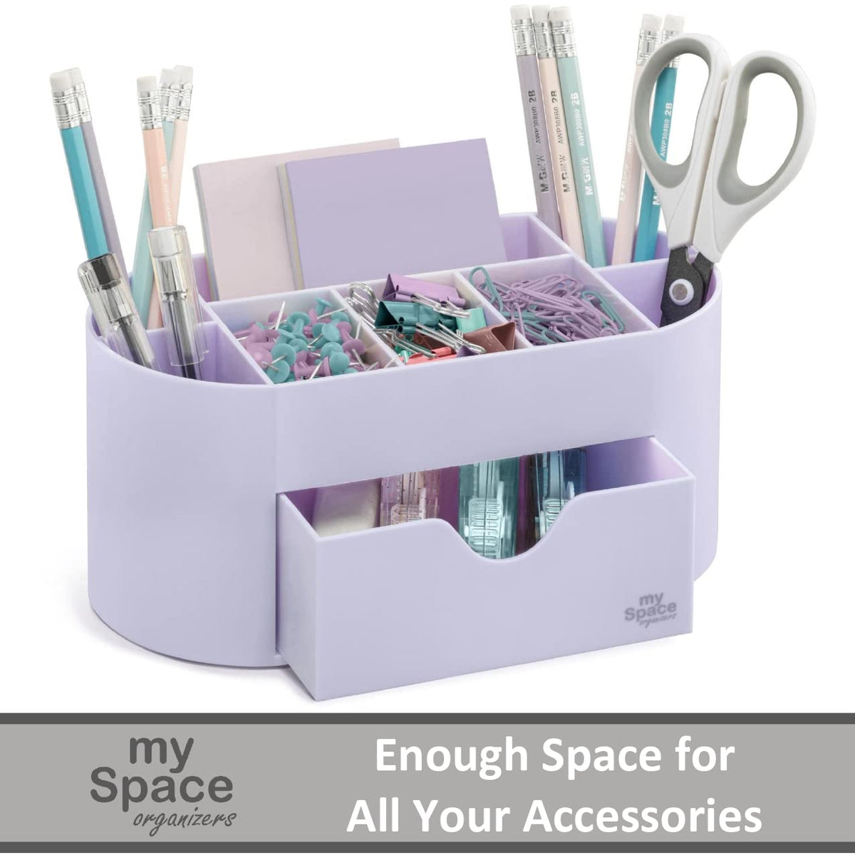 My Space Organizers Lavender Desk Organizer for Office Supplies and Desk Accessories - Pen Holder