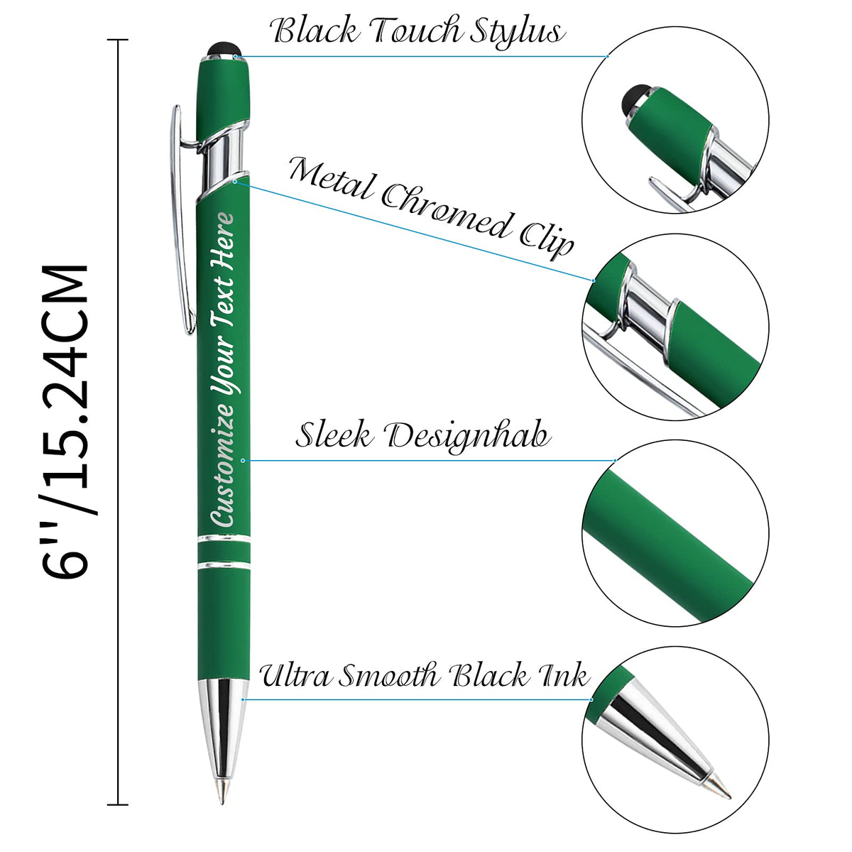 YanNanKe 12 PCS Custom Pens Personalized Bulk, Customized Engraving Ballpoint Pens with Stylus Name