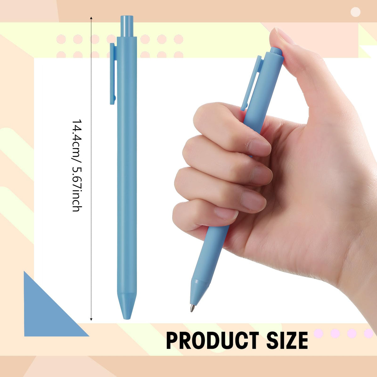 Fulmoon 50 Pcs Cute Pens Retractable 1.0mm, Light Blue Black Ink