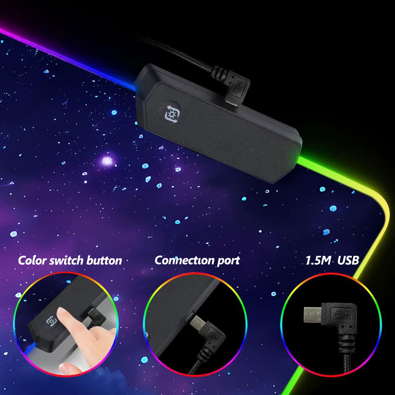 DINKY Extra Large RGB Gaming Mouse Pad with14 Light Modes, Extended Soft LED Mouse Pad, Anti-Slip