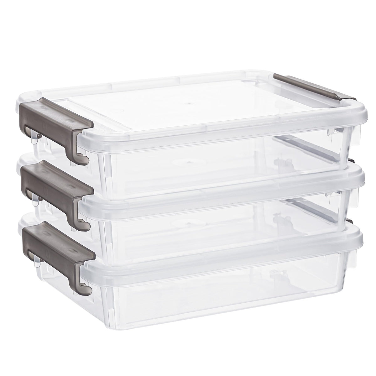 Citylife 3PC Storage Bins with Lids, Stackable Plastic Box, Paper Storage