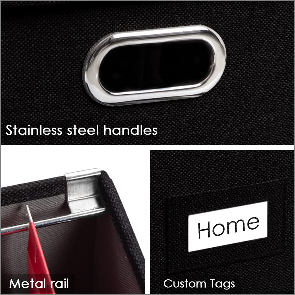 PRANDOM File Organizer Box - Set of 1 Collapsible Decorative Linen Filing Storage Hanging File
