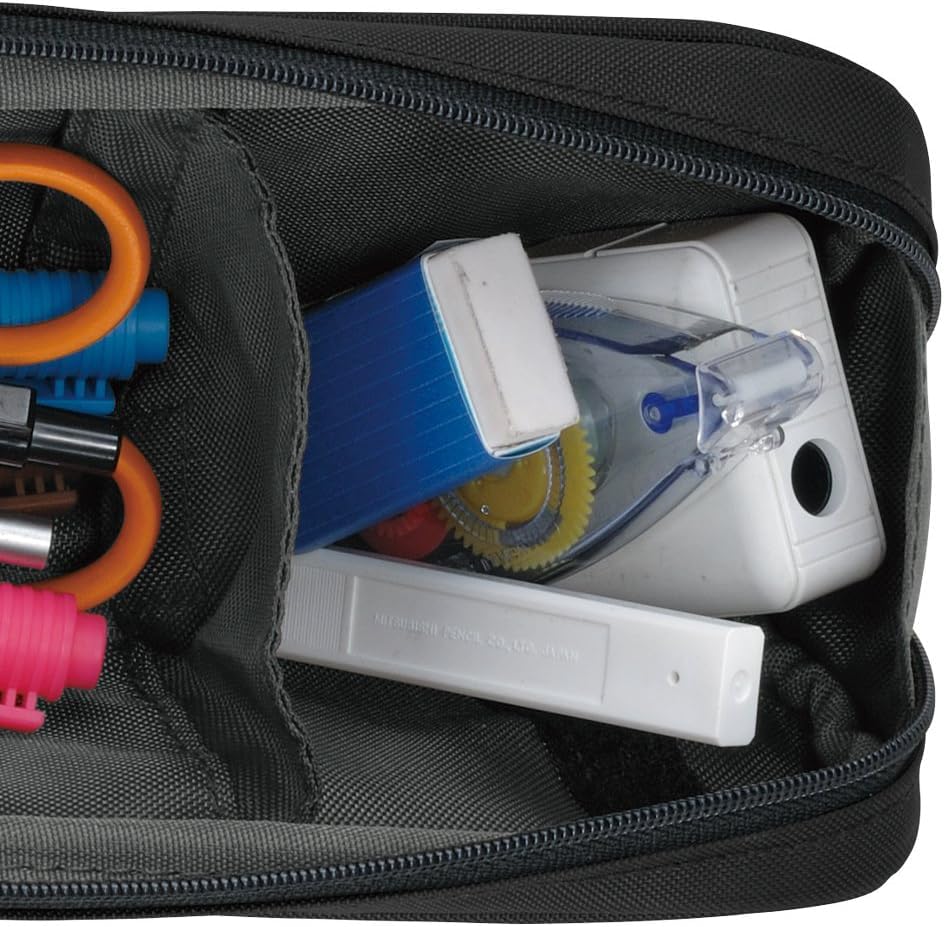 LIHIT LAB Large Capacity Zipper Long Pencil Case For School Office College, Big Capacity Pencil Bag