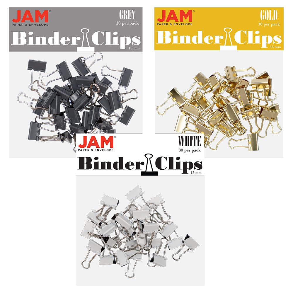 JAM PAPER Colorful Binder Clips Assortment - Extra Small - 3/5 Inch (15 mm) - Assorted Business