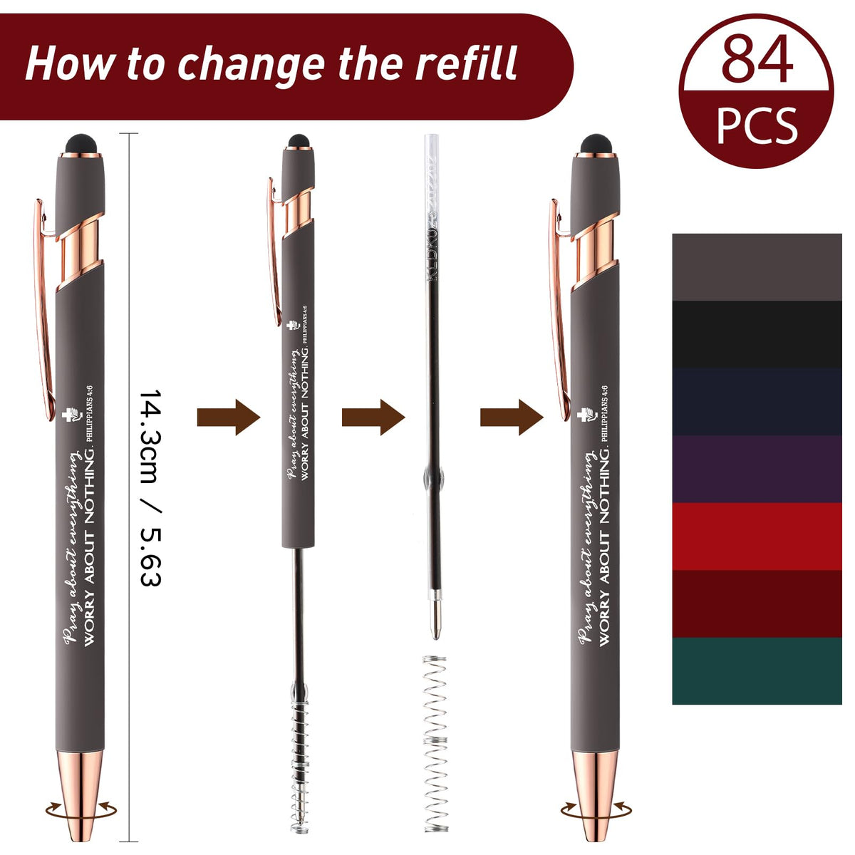 Fumete 84 Pcs Christian Pens with Stylus Tip Inspirational Gift Bulk
