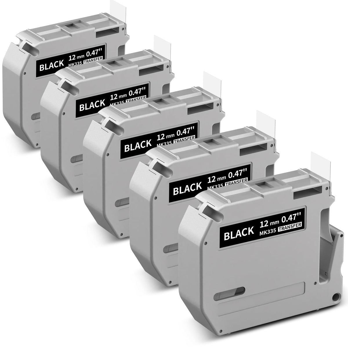 Anycolor M-K335 PTM95 White on Black 12mm Replace for Brother PTouch M Tape